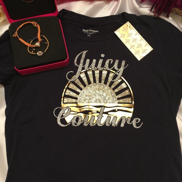 RARE new vintage juicy couture tee shirt and 2 bracelet set ! - Picture 3 of 13